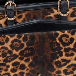 Christian Louboutin Brown/Black Leopard Print Calf Hair and Leather Satchel