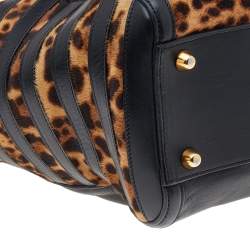 Christian Louboutin Brown/Black Leopard Print Calf Hair and Leather Satchel