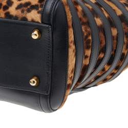 Christian Louboutin Brown/Black Leopard Print Calf Hair and Leather Satchel