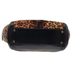 Christian Louboutin Brown/Black Leopard Print Calf Hair and Leather Satchel