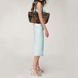 Christian Louboutin Brown/Black Leopard Print Calf Hair and Leather Satchel
