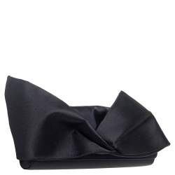 Christian Louboutin Black Satin Loubibow Clutch
