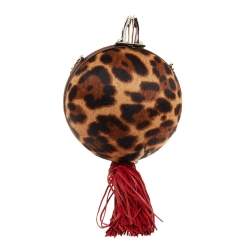 Pre Owned Christian Louboutin Brown Leopard Print Fur And Leather Chain Clutch