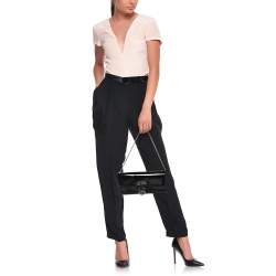 Christian Louboutin Black Patent Leather Riviera Clutch