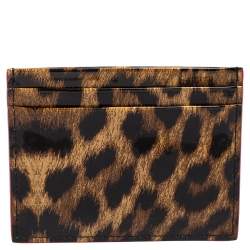 Christian Louboutin Brown Leopard Print Patent Leather Card Holder
