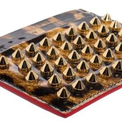 Christian Louboutin Brown Leopard Print Patent Leather Card Holder