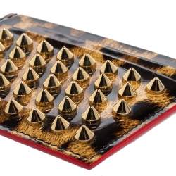 Christian Louboutin Brown Leopard Print Patent Leather Card Holder