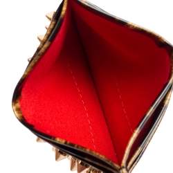 Christian Louboutin Brown Leopard Print Patent Leather Card Holder