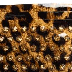 Christian Louboutin Brown Leopard Print Patent Leather Card Holder
