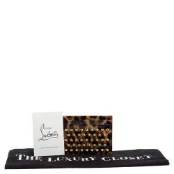 Christian Louboutin Brown Leopard Print Patent Leather Card Holder