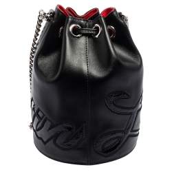 Christian Louboutin Black Leather Marie Jane Bucket Bag