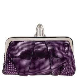 Christian Louboutin Metallic Purple Suede Mini Loubi Lula Frame Clutch