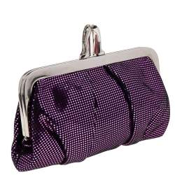 Christian Louboutin Metallic Purple Suede Mini Loubi Lula Frame Clutch
