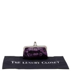 Christian Louboutin Metallic Purple Suede Mini Loubi Lula Frame Clutch