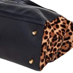مملوكة مسبقًا Christian Louboutin Black/Brown Pony Hair And Leather Sybil Shopper Tote
