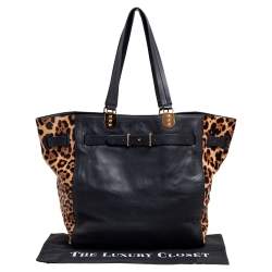 �مملوكة مسبقًا Christian Louboutin Black/Brown Pony Hair And Leather Sybil Shopper Tote