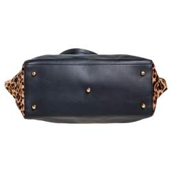 مملوكة مسبقًا Christian Louboutin Black/Brown Pony Hair And Leather Sybil Shopper Tote