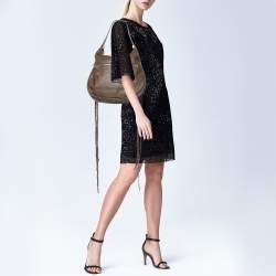 Pre Owned Christian Louboutin Dark Beige Leather Mariana Rider Hobo