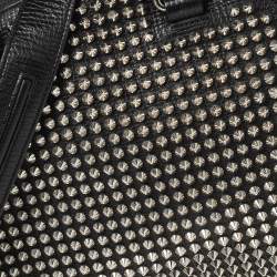 Pre Owned Christian Louboutin Black Leather Studded Panettone Satchel 
