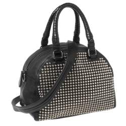 Pre Owned Christian Louboutin Black Leather Studded Panettone Satchel 