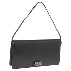 Christian Louboutin Black Leather Studded Flap Clutch
