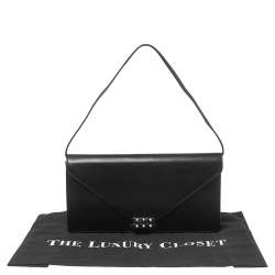 Christian Louboutin Black Leather Studded Flap Clutch