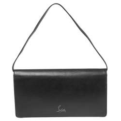 Christian Louboutin Black Leather Studded Flap Clutch