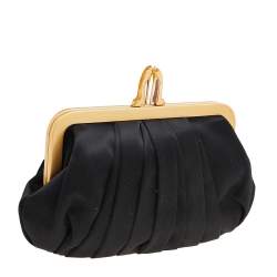 Christian Louboutin Black Satin Loubinight Frame Clutch