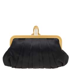 Christian Louboutin Black Satin Loubinight Frame Clutch