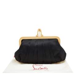 Christian Louboutin Black Satin Loubinight Frame Clutch