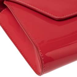 Christian Louboutin Neon Red Patent Leather Vero Dodat Chain Clutch