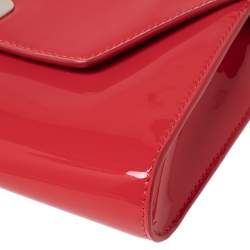 Christian Louboutin Neon Red Patent Leather Vero Dodat Chain Clutch