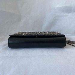 Pre Owned Christian Louboutin Black Leather Studded Small Flap Shoulder Bag