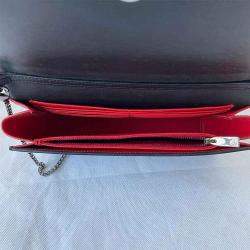 Pre Owned Christian Louboutin Black Leather Studded Small Flap Shoulder Bag