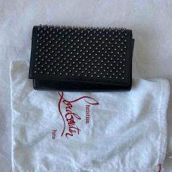 Pre Owned Christian Louboutin Black Leather Studded Small Flap Shoulder Bag