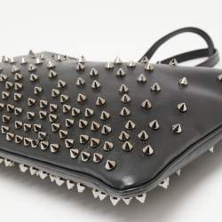 Pre Owned Christian Louboutin Black Leather Spiked Loubiposh Chain Clutch