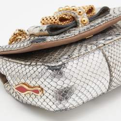Christian Louboutin Silver Python Mini Sweet Charity Crossbody Bag