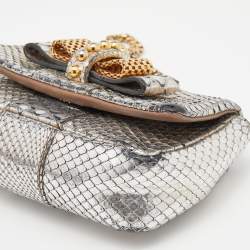 Christian Louboutin Silver Python Mini Sweet Charity Crossbody Bag