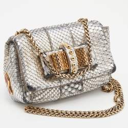 Christian Louboutin Silver Python Mini Sweet Charity Crossbody Bag