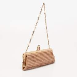 Christian Louboutin Beige Patent Leather Spiked Frame Clutch