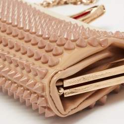 Christian Louboutin Beige Patent Leather Spiked Frame Clutch