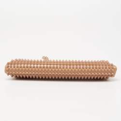 Christian Louboutin Beige Patent Leather Spiked Frame Clutch