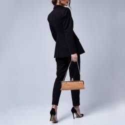 Christian Louboutin Beige Patent Leather Spiked Frame Clutch