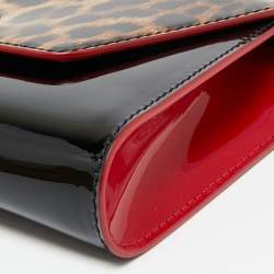 Christian Louboutin Black/Red Leopard Print Patent Leather Vero Dodat Chain Clutch