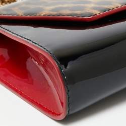 Christian Louboutin Black/Red Leopard Print Patent Leather Vero Dodat Chain Clutch