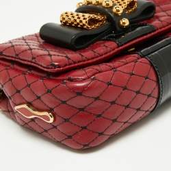 Christian Louboutin Red/Black Matelasse Leather Sweet Charity Shoulder Bag