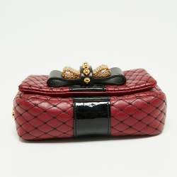 Christian Louboutin Red/Black Matelasse Leather Sweet Charity Shoulder Bag