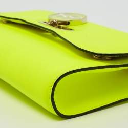 Christian Louboutin Neon Green Matte Leather Riviera Chain Clutch