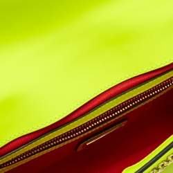Christian Louboutin Neon Green Matte Leather Riviera Chain Clutch