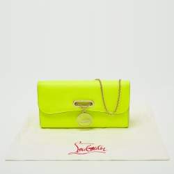 Christian Louboutin Neon Green Matte Leather Riviera Chain Clutch
